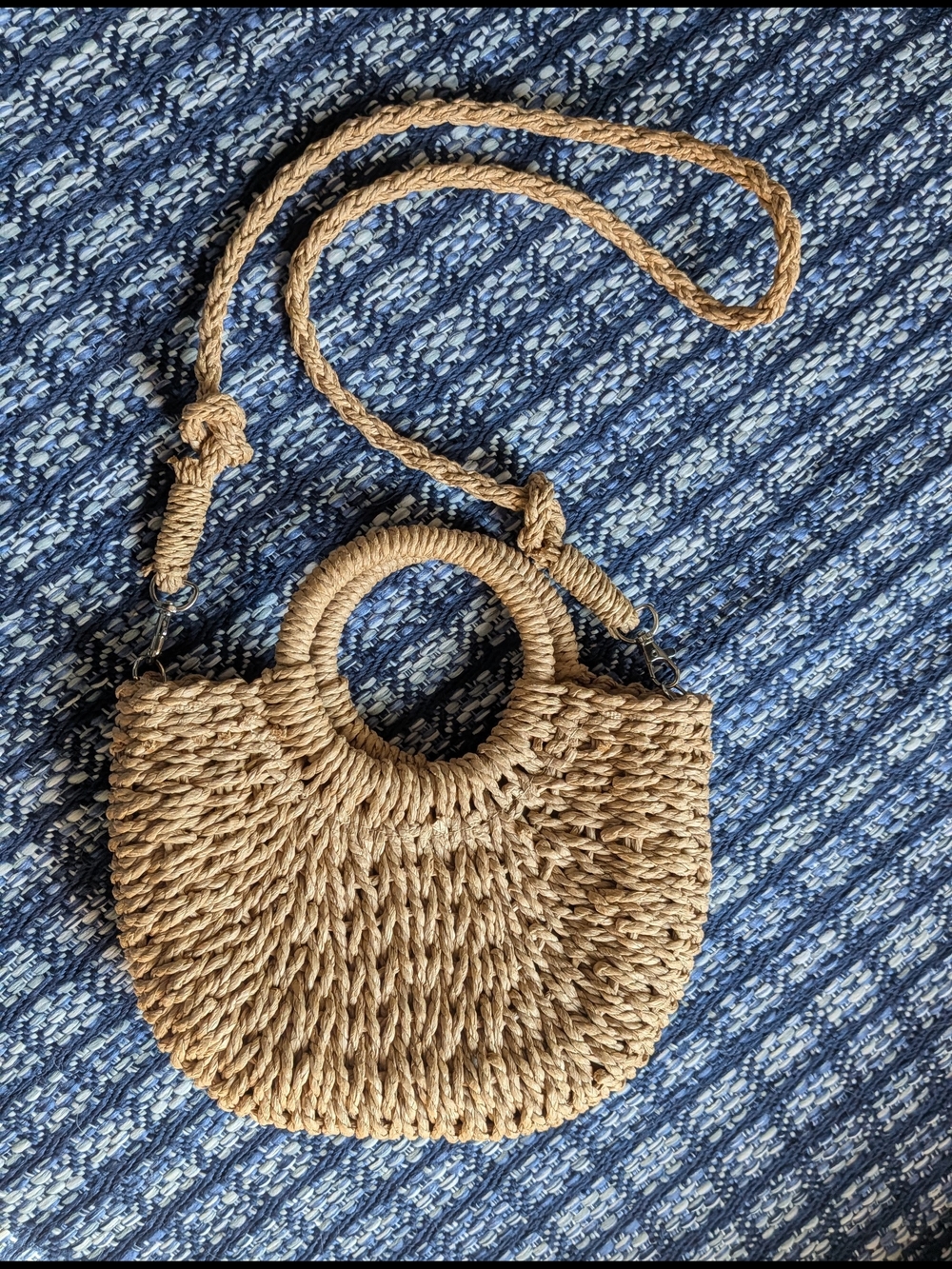 Small Raffia Bag with Round Handles